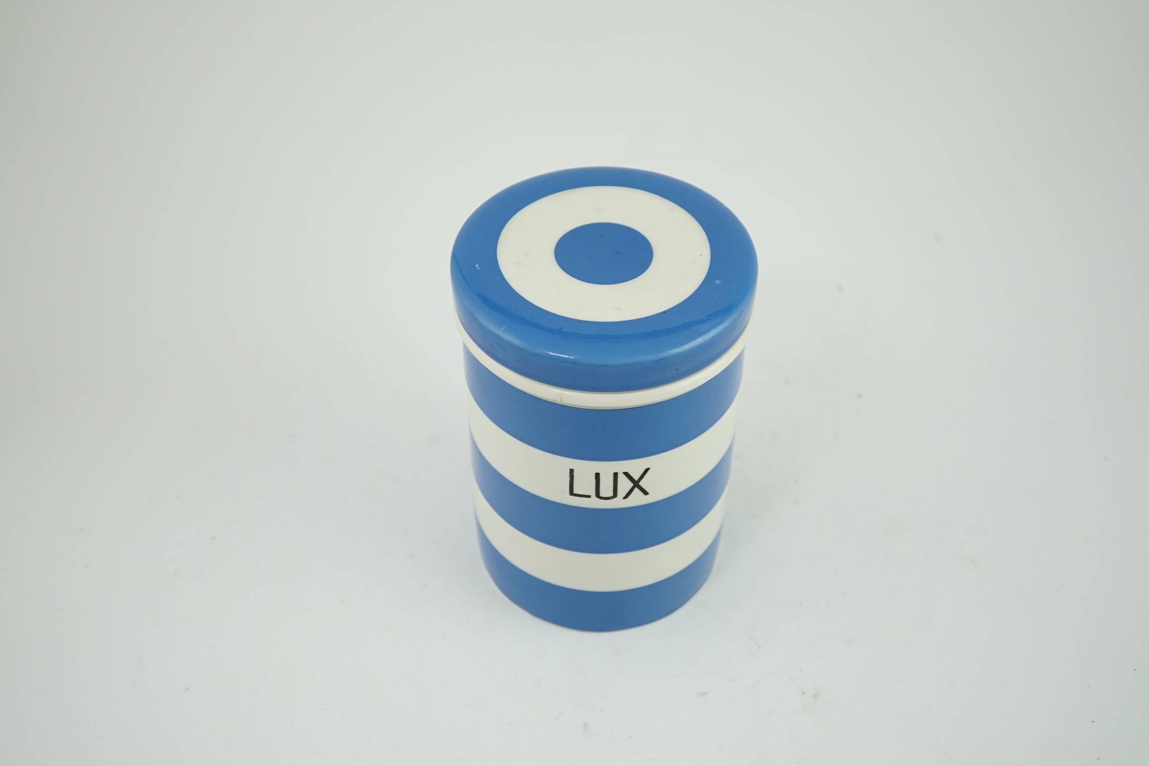 T.G.Green Cornish Kitchenware, a 17cm lidded storage jar, Lux, Green Church mark. Condition - good